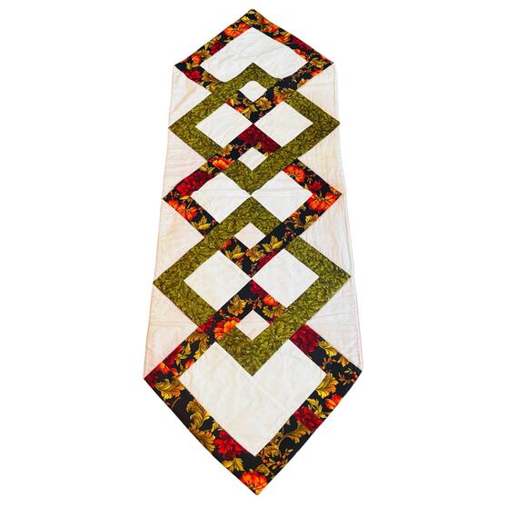 Handmade Table Runner Two Sided Quilted Fall Autumn Theme FLAWED 41” x 14” - Picture 1 of 8